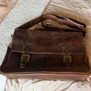 Visconti London Distressed Brown Leather Messenger Bag Briefcase Satchel Laptop
